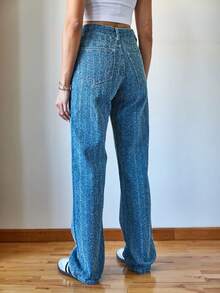 BIANCO LUCCI Women's Casual High Waist Denim Washed Jeans, Work Women Clothes - Blue - View 2