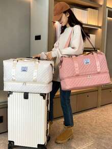 1 件旅行包套装、手提包、单肩包、斜挎包、健身包、旅行包、多功能多口袋鞋袋、洗漱包、化妆包、护肤包、便携式大容量可调节轻便拉链通勤包 - 彩色 - 查看 3