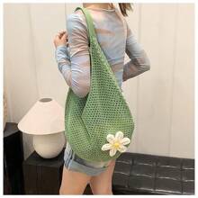 Hollow Out Weave Bag Bohemian Style Beach Handbag Hollow Tote Bag Large Capacity Slouchy Style Beach Bag Shopping Women Casual Beach Bag Large Capacity Crochet Flower Tote Bag Fashion Tote Handbags Outdoor Travel Bag