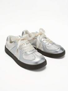 DareSee Women New Mesh Breathable Casual Sneakers Lace-Up Ballet Flat Small White Shoes Music Fest Y2KFest Back To School Autumn Christmas Christmas Winter Christmas Gifts