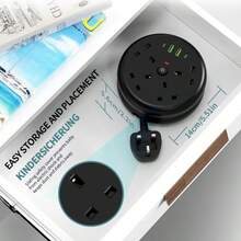BoLick New Multifunctional Power Board/Power Socket/Strip Plug, Equipped With 4 Power Sockets, Matched With (2 USB-A) (2 TYPE-C), 2m/6FT Power Cord/Automatic Short Circuit Protection Function/Suitable For Home, Office, Kitchen, Garage, Outdoor. - UK Plug(220-240V) - View 5