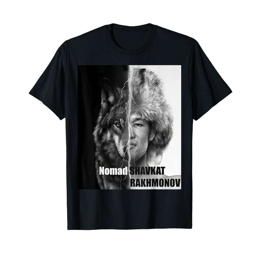 Shavkat Nomad Rakhmonov Champion Mma Kazakhstan Flag T-Shirt/ TR Anniversary Gifts - Black - View 1