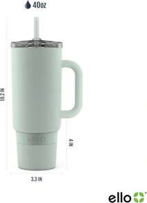 Ello Port 40oz Tumbler With Carry Loop &Amp; Integrated Handle, Vacuum Insulated Stainless Steel Reusable Water Bottle, Travel Mug With Leak Proof Lid &Amp; Straw, Perfect For Iced Coffee &Amp; Tea, White - 聖人 - 查看 4