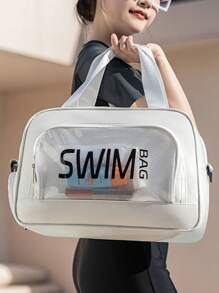 1 Peça Bolsa Grande de Moda Simples com Capacidade Ampla, Bolsa Transversal de Compartimento Único, Bolsa Separadora de Seco e Úmido, Bolsa Multibolso com Bolso Visível, Bolsa a Prova d'Água a Laser para Praia, Viagem Curta, Negócios, Viagem, Natação, Fitness, Praia, Armazenamento, Esportes, Fitness, Multiuso para Carregar Roupas, Sapatos, Cosméticos, Bolsa de Viagem, Necessidades de Viagem, Férias, Verão, Volta às Aulas, Bolsa Escolar, Bolsa Impermeável para Artigos de Higiene Pessoal