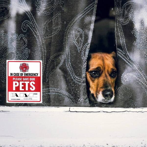 Emergency Pet Alert Stickers, UV & Waterproof, Dogs Rescue Signs For Fire & Emergencies - High Visibility, Easy-To-Apply; Pet Supplies, Must-Have For Pet Owners