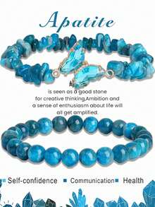 2入組卡片手鍊套裝,天然石蝴蝶吊墜水晶手鍊,為女性能量療癒石頭手鍊,為男性珠寶心願卡 - 彩色 - 查看 19