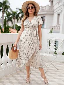 Plus Size Dresses - Beige - View 3