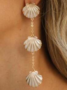 2 piezas de pendientes de aleación con borlas y conchas bohemios de colores múltiples para mujeres, adecuados para uso diario, fiesta, viaje, playa y vacaciones