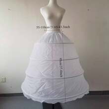 Women's Vintage 4-Hoop Crinoline Petticoat - Adjustable Elastic Waist (21.65"-41.3") Full-Length Fluffy Underskirt For Ball Gowns, Wedding Dresses & Formal Attire, Dance Dress Accessory Semitransparent Fabric