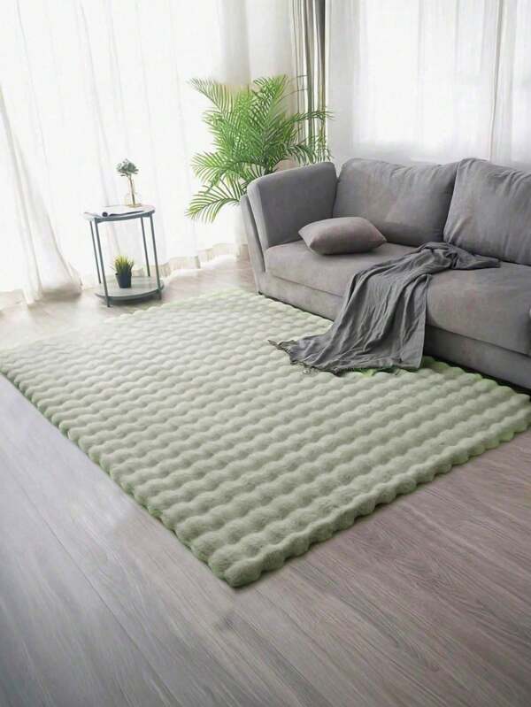 1 pieza Alfombra de tela de Velboa suave y verde, que no suelta pelusa y es fácil de limpiar, ideal para dormitorio, sala de estar, decoración tipo Ins, cómoda alfombra de decoración del hogar para dormitorio, sofá, mesa de café, vestidor, zona de tocador, habitación de tatami y talla grande.