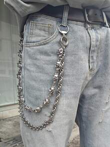 原创DIY骷髅裤链不锈钢圆珠组合机车链朋克男女奢华配饰