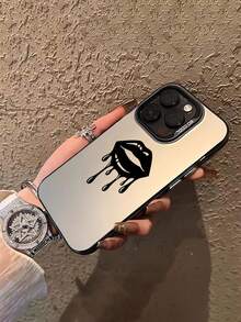 1 件全新简约个性化黑色融化嘴唇图案防摔手机壳 TPU 保护套适用于 17Pro Max/17 Air/16Pro Max/15plus/14/13/12/11/8P/XSMAX 和 Galaxy S24 Ultra/S23FE/S22/S21/S20/A52S/A15/A03