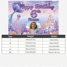 1pc Customizable Portrait Age Name Birthday Party Banner, Polyester Fiber, Purple Underwater Mermaid Theme Photography Background For Birthday Cake Table, Home Wall, Outdoor Decoration