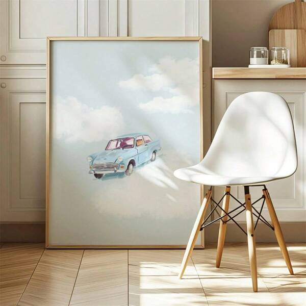 1PC Flying Car Print Subtle Wizarding School Poster Modern Art Home Decor Paintings In Living Rooms, Bedrooms, Dining Rooms Optional Frames Modern Posters, Wall Arts, Canvas Paintings