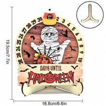 1 Stück 2025 Beliebter Halloween Countdown Kalender Party Holz Dekoration Ornament. Weiß Geist, Kürbis, Mumie, Schwarze Fledermaus Spinne Drei-dimensionale Tisch Dekoration Ornamente, Themenparty Mehrebigen Tablett Dekoration. Feiertagsschrecken Atmosphäre Dekorationsartikel, Feiertags Countdown Kalender Ornamente