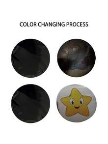 Set de 5 pegatinas termocromáticas de colores de dibujos animados para niños, pegatinas de entrenamiento para ir al baño resistentes al agua que cambian de color para niños y niñas - Multicolor - Ver 4