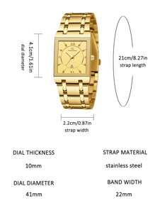 VA VA VOOM 1 Stück Herrenuhr, modisches quadratisches Zifferblatt, Edelstahlarmband 41mm, Luxus Business Stil Herrengeschenk, Uhr mit Original Quarzwerk, Gold & Roségold & Schwarz, Outdoor Sport Arbeits Uhr