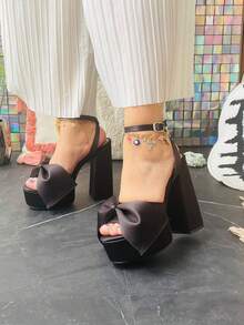 Zapatillas vintage moda,detalle moño rosa con negro,comodos.   Liso    Playa  Casual    Lazo    comodas  Exterior    primavera,verano. - Negro - Ver 2