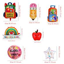 5pcs Back To School Theme Foil Balloons Set, Backpack & Stationery Shape Balloons For Back To School Decorations, Classroom & Campus Decor