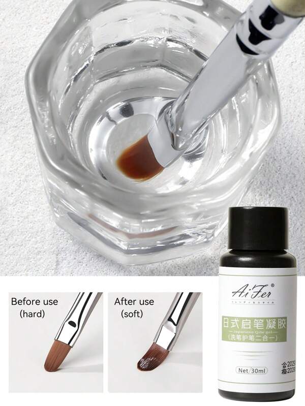 AiFer 1 bouteille de 30 ml de nettoyant pour pinceaux à ongles, nettoyant, restaurateur et soin pour les poils de pinceau