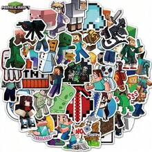 50pcs MINECRAFT Officially Licensed DIY Vinyl Sticker Cartoon Minecraft Dungeons Building Game Label High Quality Waterproof UV Scratch Resistant Decoration Stickers For Laptop Bottle Skateboard Great For Mom Dad Grand Mother Father Teacher Sister Brother Boy\GirlFriend Funny Valentine's Day Gifts