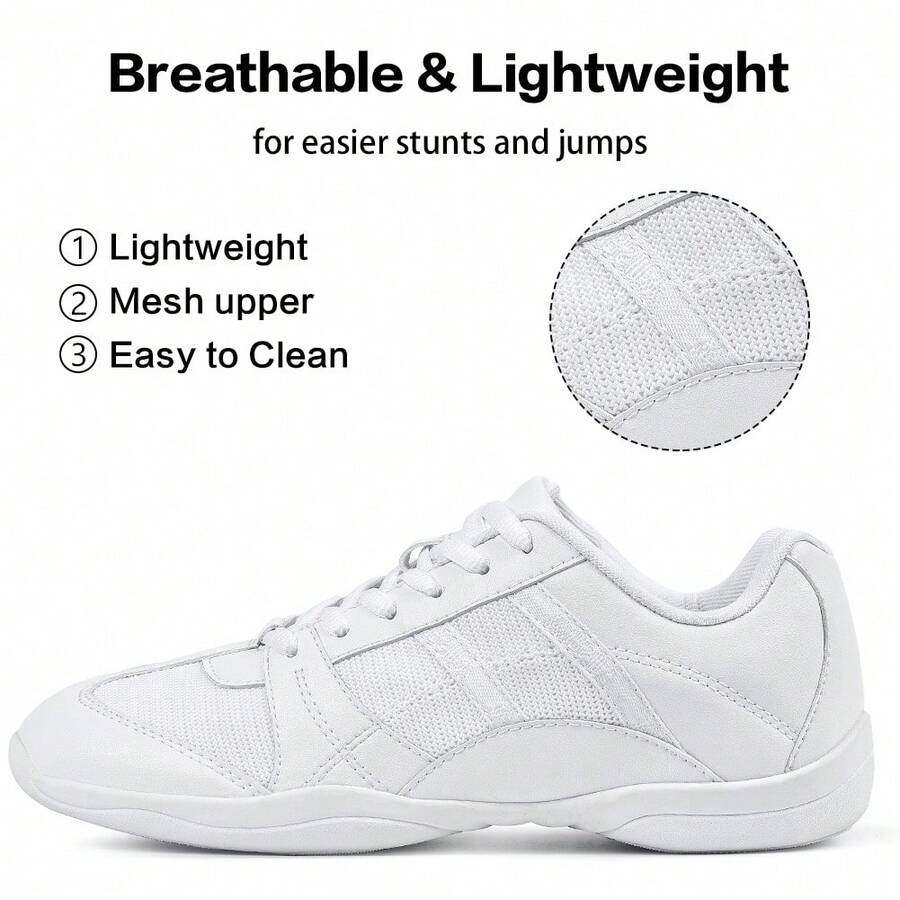 CADIDL White Cheer Shoes Women Cheerleading Shoes Girls Varsity Cheer Sneaker Youth Tennis Trainning Sneaker Flats  Plain    Casual    Outdoor - White - View 1