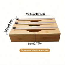 Bamboo Storage Box 2 In 1/3 In 1 Bamboo Storage Box, 1pc Storage Bag Organizer | Multipurpose Fresh-Keeping Bag Box With Cutter, For Fresh-Keeping Film, Aluminum Foil Film And Plastic Bag, Kitchen Organizers Kitchen Accessories 3 In1 Aluminum Foil Plastic Wrap Dispenser With Cutter And Label