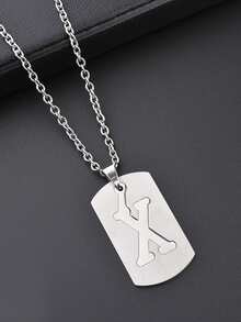 1件不锈钢双层26个英文字母吊坠项链，嘻哈项链