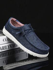Mocassini casual da uomo in lino traspirante slip-on, scarpe da barca leggere e comode, versatili