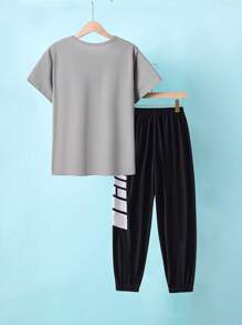 Conjunto deportivo de 2 piezas para adolescente, camiseta de manga corta fina y pantalones deportivos para niños, ropa de adolescente