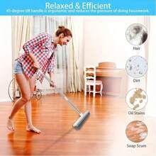 Rubber Broom Carpet Rake Pet Hair Remover Portable Detail Hair Removal Brush Pet Hair Removal Tool Suitable For Hair Carpet Hardwood Floor Tile Window Multi-Component Pet Hair Removal Broom With Long Handle
