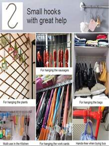 5/10/20/30/50PCS S-Shaped Metal Hooks,Heavy Duty Stainless Steel S-Hook With Scratch Resistant Cap - Small S-Shaped Hooks For Hanging Kitchen Utensils, Pans, Pots, Clothes, Bags, Towels, Plants,Adjustable, Wall Mounted Accessory Organizer(Random Color) Back To School