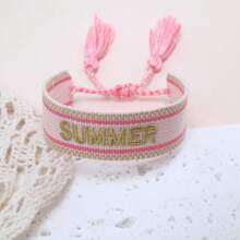 1 Peça Pulseira Bordada Criativa Vintage com a Letra "SUMMER", Pulseira de Amizade Estilo Boho Praia, Adequada para Família, Amigos, Estudantes, Férias, Presentes, Praia, Viagem, Festa