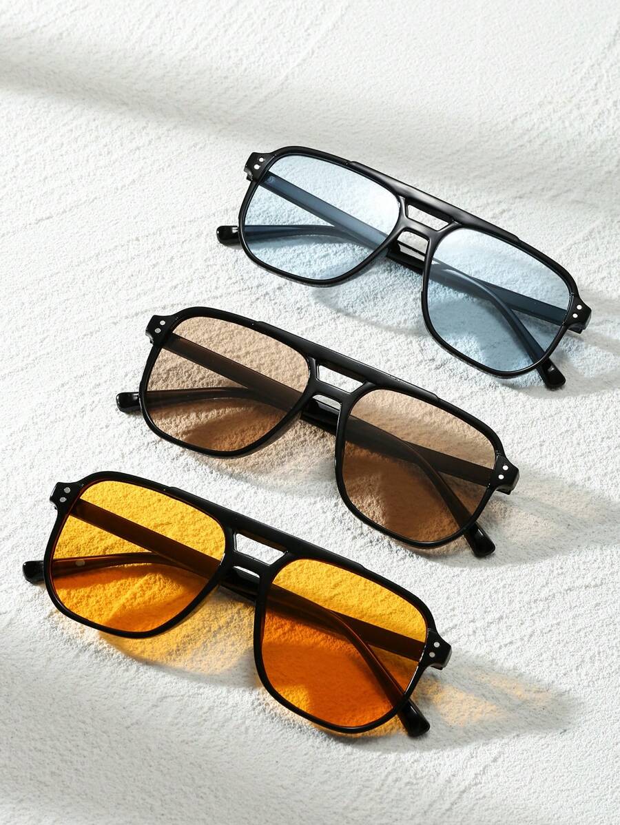 3pcs Fashion Men's Eyeglasses, Big Frame PC Frame Fashionable Polygon Glasses, Suitable For Hike, Halloween Costume