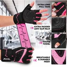 Workout Gloves Women – Comfortable Gym Gloves Women With Hand And Enhanced Grip – Weight Lifting Glove Womens With Wrist Wraps Support Safety, Bike & Cycling Glove - Black - View 11
