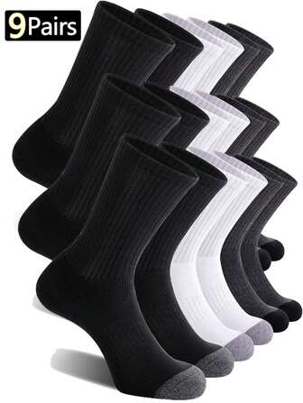 3/6/9/12 pares de calcetines casuales de unicolor para hombre, calcetines cómodos y suaves para correr, baloncesto, senderismo al aire libre para uso diario en tallas del 39 al 47