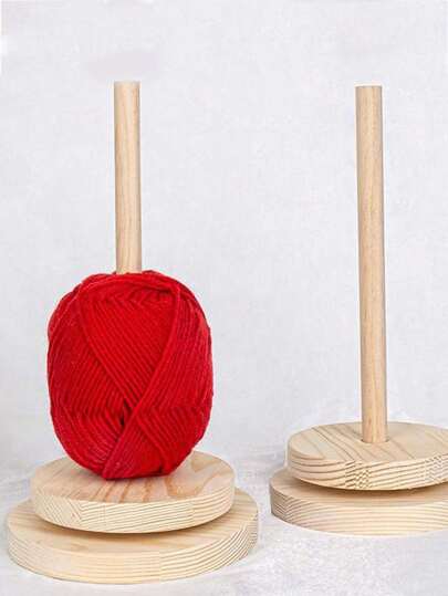 1pc Wooden Yarn Holder Organizer, Rotating Tabletop Yarn Skeins Storage Rack, Minimalist Design