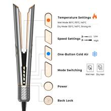 UKLISS Secador de Cabelo e Alisador Iônico 2 em 1, Fluxo de Ar de Alta Velocidade + Aquecimento Rápido + 3 Definições de Temperatura + Visor LCD + Desligamento Automático, Adequado para Todos os Tipos de Cabelo, Ótimo Presente para Festivais, Viagens e Volta às Aulas