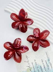 3pcs/1pc Women 3.15in/8cm Black Leopard Print & Red Flower Shaped Plastic Hair Claws, Elegant, Chic, Versatile, Lightweight, Suitable For Ponytail, Bun, Daily Casual, Party, Commute, Vacation Claw Clips Hair Clips Hair Jaw Clip Hair Clamps Hair Clutch Hair Catcher Clip