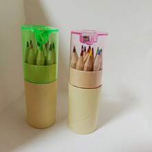 12 支/套创意短彩色铅笔套装，迷你可爱铅笔，内置卷笔刀，适合返校用品、奖品礼物，颜色随机混合 - 彩色 - 查看 11