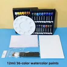 12/24/36 Farben Acrylfarben, Glas Malfarben Kunstbedarf reich an Farben und vielseitig zum Malen, 12 ml / 0,41 Unzen pro Tube, wasserbasierte Farbtube, geeignet für Leinwand, Holz und Basteleien - professionelle Künstlerbedarf, geeignet für Profis, Studenten und Erwachsene, Muss-haben für das neue Schuljahr, Einschulung, Schulmaterial