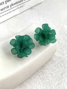 1 对 3D 多层重叠花朵耳环，适合女性日常佩戴、节日、度假珠宝、姐妹礼物 - 彩色 - 查看 13