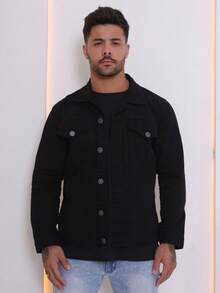 Men's Denim Jacket Men's Denim Jacket With Pockets - New Black - View 2