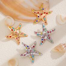 [Accesorio de brazo elegante para mujer] Brazalete de brazalete con forma de estrella de mar, mariposa y flores, brazalete abierto con forma de estrella de mar para vacaciones en la playa, brazalete de aleación de moda estilo Ins, joyería personalizada y exagerada de brazalete creativo adecuado para mujeres, vacaciones en la playa