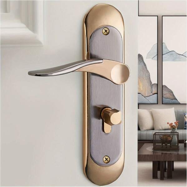 Modern Double Door Lock Set - Durable Metal Structure, Easy To Install, Front Door Enhanced Safety Function, Handle Set