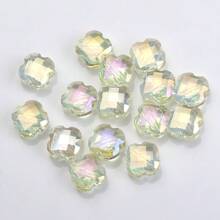 30 Peças/Pacote 9*12mm Oval 12mm Contas de Vidro de Trevo de Quatro Folhas, Contas Soltas Eletrorrevestidas para Acessórios de Joias DIY, Chaveiros, Encantos de Celular