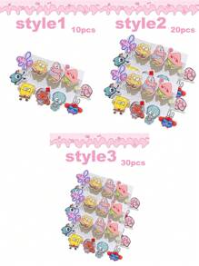 SPONGEBOB Attache-cheveux mignon en forme de cœur girlish avec Katong SquarePants, pince à cheveux en acrylique, franges, cheveux abimés, pince latérale pour enfants, accessoire pour cheveux, pinces à griffes, pinces à cheveux, barrette, pinces à cheveux
