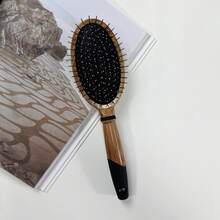 1PC Professional Wood Pattern Massage Comb, Anti-Static Air Cushion Hair Brush, Stainless Steel Bristle Hair Brush, Wide-Tooth, Multi-Functional For Smooth Styling, Detangling, All Hair Types, Ideal Gift, Hairdressing Fine Toothed Plastic Hairbrush