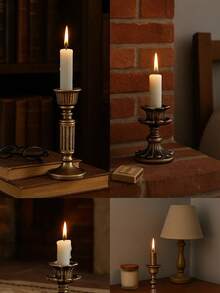 1 chiếc chân nến màu đen và vàng cổ điển, có 3 kích cỡ, chất liệu kim loại kiểu retro, thích hợp để trang trí bàn ăn, bữa tối lãng mạn, Halloween, đám cưới, trang trí nhà cửa. - Nhiều màu - Xem 9