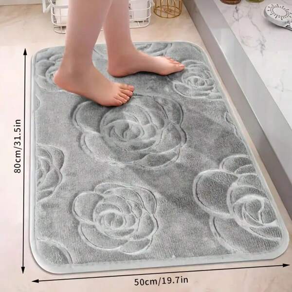 1pc Bathroom Mat, Coral Fleece Mat, Memory Foam Bath Mat, Super Soft Anti-Slip Absorbent, Bathroom Accessory Back To School Bathroom Accessories